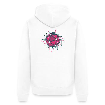 Réseau géométrique rose techno - Veste à capuche bio Premium Unisexe - blanc - Dos - Thijin (182cm)