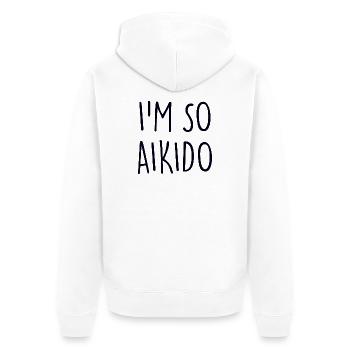 aikido - Unisex Premium Organic Zip Hoodie - white - Back - Thijin (182cm)