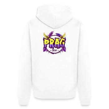 Prag Crew Bunt - Unisex Premium Bio Zip Hoodie - Weiß - Hinten - Thijin (182cm)