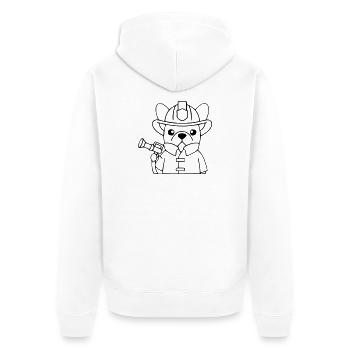 Frenchie Feuerwehr Hund Outline - Unisex Premium Bio Zip Hoodie - Weiß - Hinten - Thijin (182cm)
