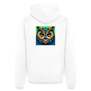 Eule - Unisex Premium Bio Zip Hoodie - Weiß - Hinten - Thijin (182cm)