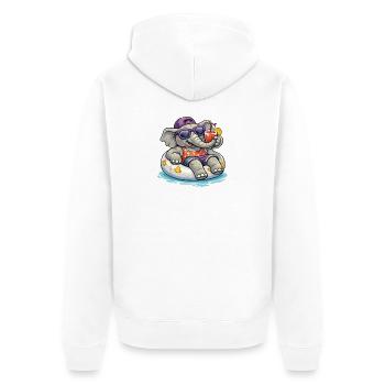 StrandElefant mit Drink - Unisex Premium Bio Zip Hoodie - Weiß - Hinten - Thijin (182cm)