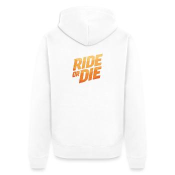 RIDE OR DIE – Aventure sur l’asphalte - Veste à capuche bio Premium Unisexe - blanc - Dos - Thijin (182cm)