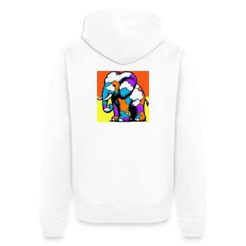 Elefant mit Wolke und Wolken - Unisex Premium Bio Zip Hoodie - Weiß - Hinten - Thijin (182cm)