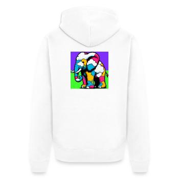Elefant mit Wolke und Wolken - Unisex Premium Bio Zip Hoodie - Weiß - Hinten - Thijin (182cm)