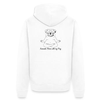 Namaste Home With My Pug Yoga - Unisex Premium Organic Zip Hoodie - white - Back - Thijin (182cm)