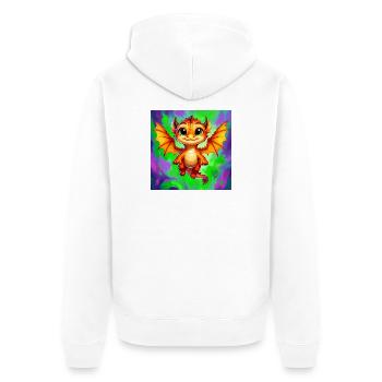 dragon - Unisex Premium Organic Zip Hoodie - white - Back - Thijin (182cm)