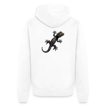 Gecko-Kletterungen - Unisex Premium Bio Zip Hoodie - Weiß - Hinten - Thijin (182cm)