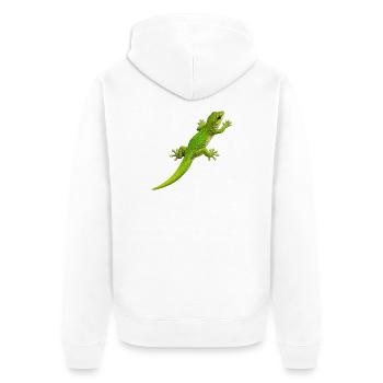Gecko klettert 1 - Unisex Premium Bio Zip Hoodie - Weiß - Hinten - Thijin (182cm)