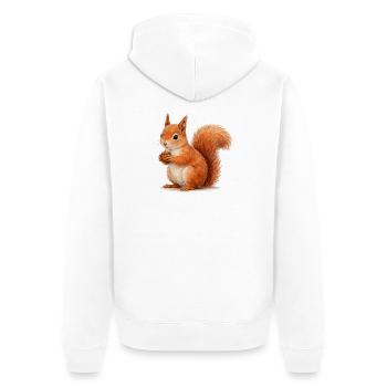 Eichhörnchen mit Eichel Illustration - Unisex Premium Bio Zip Hoodie - Weiß - Hinten - Thijin (182cm)