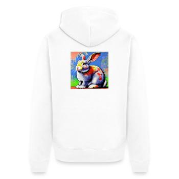 Kaninchen - Unisex Premium Bio Zip Hoodie - Weiß - Hinten - Thijin (182cm)