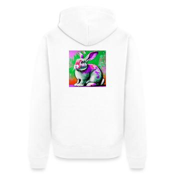 Kaninchen - Unisex Premium Bio Zip Hoodie - Weiß - Hinten - Thijin (182cm)