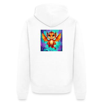 Drache - Unisex Premium Bio Zip Hoodie - Weiß - Hinten - Thijin (182cm)
