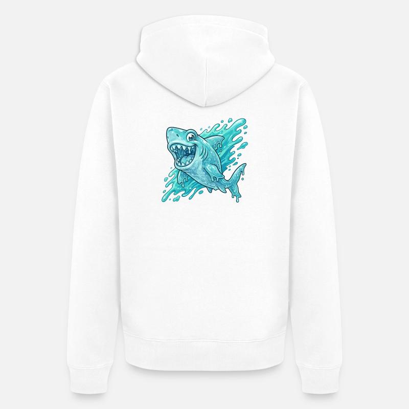 Aventure de Splash Shark Bleu - Veste à capuche bio Premium Unisexe - blanc