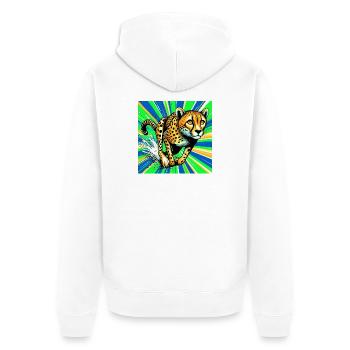 Gepard - Unisex Premium Bio Zip Hoodie - Weiß - Hinten - Thijin (182cm)