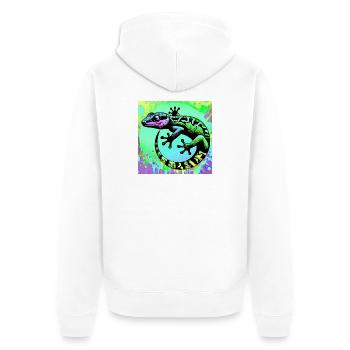 Gecko - Unisex Premium Bio Zip Hoodie - Weiß - Hinten - Thijin (182cm)