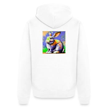 Kaninchen - Unisex Premium Bio Zip Hoodie - Weiß - Hinten - Thijin (182cm)