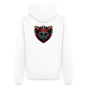 Kicker Shield Football Helm - Unisex Premium Bio Zip Hoodie - Weiß - Hinten - Thijin (182cm)
