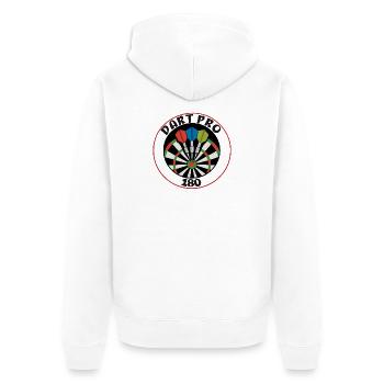 Dart Pro, 180 Punkte Präzisionswurf - Unisex Premium Bio Zip Hoodie - Weiß - Hinten - Thijin (182cm)