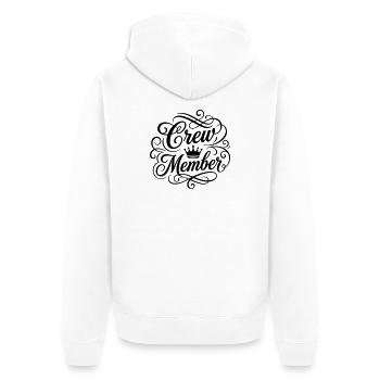 Crew Mitglied Krone - Unisex Premium Bio Zip Hoodie - Weiß - Hinten - Thijin (182cm)
