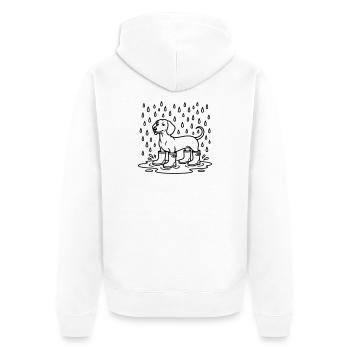 dackel im regen witzig gummistiefel - Unisex Premium Bio Zip Hoodie - Weiß - Hinten - Thijin (182cm)