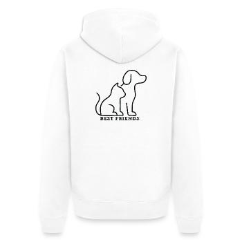 BEST FRIENDS – Katze & Hund Liebe - Unisex Premium Bio Zip Hoodie - Weiß - Hinten - Thijin (182cm)