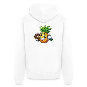 Süßer Ananas Donut Frucht Cartoon Fruchtig Design - Unisex Premium Bio Zip Hoodie - Weiß - Hinten - Thijin (182cm)