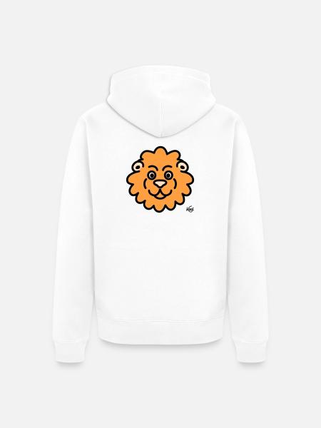 Lion Large - Unisex Premium Organic Zip Hoodie - white