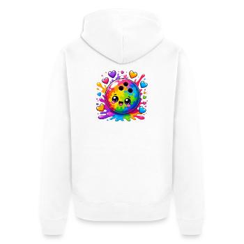 Boule de bowling colorée avec des cœurs - Veste à capuche bio Premium Unisexe - blanc - Dos - Thijin (182cm)