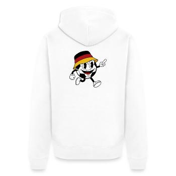 Deutschland Fußball Fan Retro Comic Maskottchen - Unisex Premium Bio Zip Hoodie - Weiß - Hinten - Thijin (182cm)