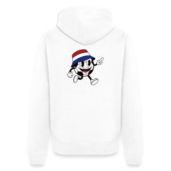 Netherlands Football Fan Retro Comic Mascot - Unisex Premium Organic Zip Hoodie - white - Back - Thijin (182cm)