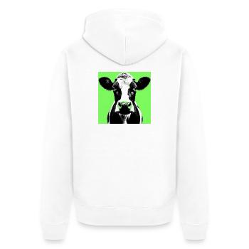 Kuh - Unisex Premium Bio Zip Hoodie - Weiß - Hinten - Thijin (182cm)