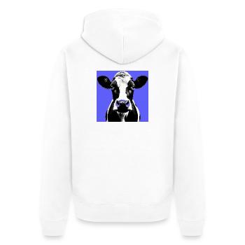 Kuh - Unisex Premium Bio Zip Hoodie - Weiß - Hinten - Thijin (182cm)
