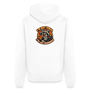 Ich bin nicht wild – Pizzaverrückt - Unisex Premium Bio Zip Hoodie - Weiß - Hinten - Thijin (182cm)