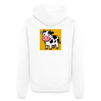Kuh - Unisex Premium Bio Zip Hoodie - Weiß - Hinten - Thijin (182cm)