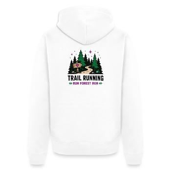 Trailrunning – Run Forest Run - Unisex Premium Bio Zip Hoodie - Weiß - Hinten - Thijin (182cm)