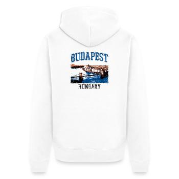 Budapest Hungary Chain Bridge And Parliament - Unisex Premium Organic Zip Hoodie - white - Back - Thijin (182cm)