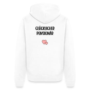 Glücklicher Pensionär Herz - Unisex Premium Bio Zip Hoodie - Weiß - Hinten - Thijin (182cm)