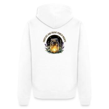 Glühwürmchen und Nächte auf der Veranda - Unisex Premium Bio Zip Hoodie - Weiß - Hinten - Thijin (182cm)