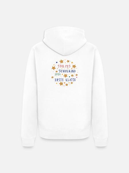 Stolzes Schulkind Erste Klasse 2026 - Unisex Premium Bio Zip Hoodie - Weiß