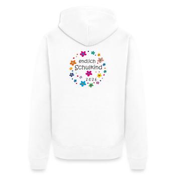 Finally a schoolchild in 2026 - Unisex Premium Organic Zip Hoodie - white - Back - Thijin (182cm)