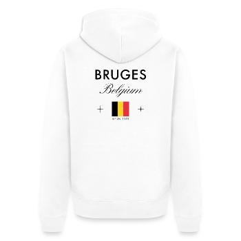 Brügge Belgien Koordinaten Reise Souvenir - Unisex Premium Bio Zip Hoodie - Weiß - Hinten - Thijin (182cm)