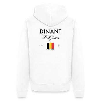 Dinant Belgien Koordinaten Reise Souvenir - Unisex Premium Bio Zip Hoodie - Weiß - Hinten - Thijin (182cm)