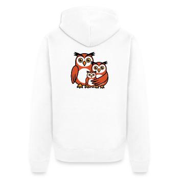 Eulenfamilie - Unisex Premium Bio Zip Hoodie - Weiß - Hinten - Thijin (182cm)