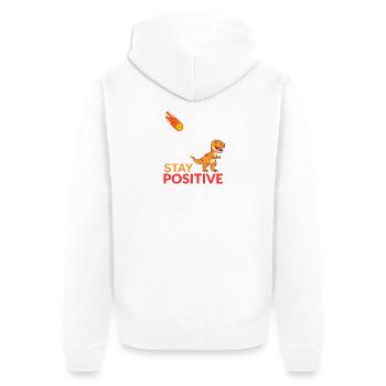 Dino-Meteor Bleib positiv - Unisex Premium Bio Zip Hoodie - Weiß - Hinten - Thijin (182cm)