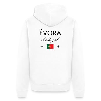 Evora Portugal Koordinaten Reise Souvenir - Unisex Premium Bio Zip Hoodie - Weiß - Hinten - Thijin (182cm)