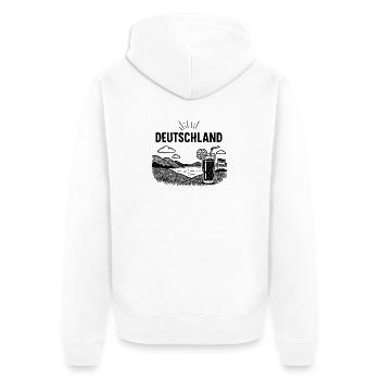 Deutschland - Urlaubsstimmung - Unisex Premium Bio Zip Hoodie - Weiß - Hinten - Thijin (182cm)