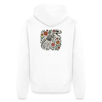T Rex Skeleton with Flowers - Unisex Premium Organic Zip Hoodie - white - Back - Thijin (182cm)