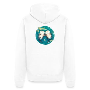 Otter Cute Valentine's Day Anniversary Wedding Anniversary Couple - Unisex Premium Organic Zip Hoodie - white - Back - Thijin (182cm)