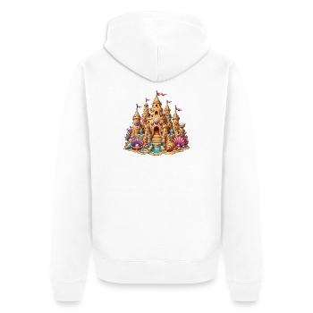 Beach sandcastle with shells - Unisex Premium Organic Zip Hoodie - white - Back - Thijin (182cm)